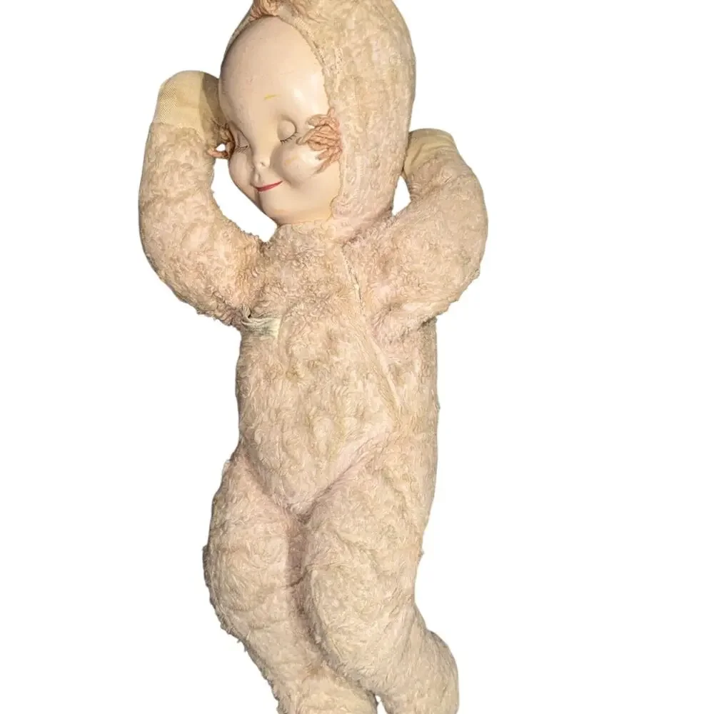 Knickerbocker Sleepy Head Rubber Face Girl Doll 1950s Pink‎